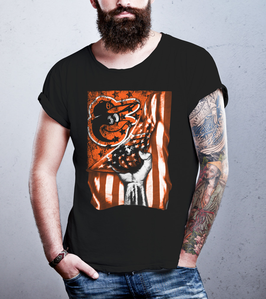 Baltimore Orioles Stars And Stripes Flag T-Shirt