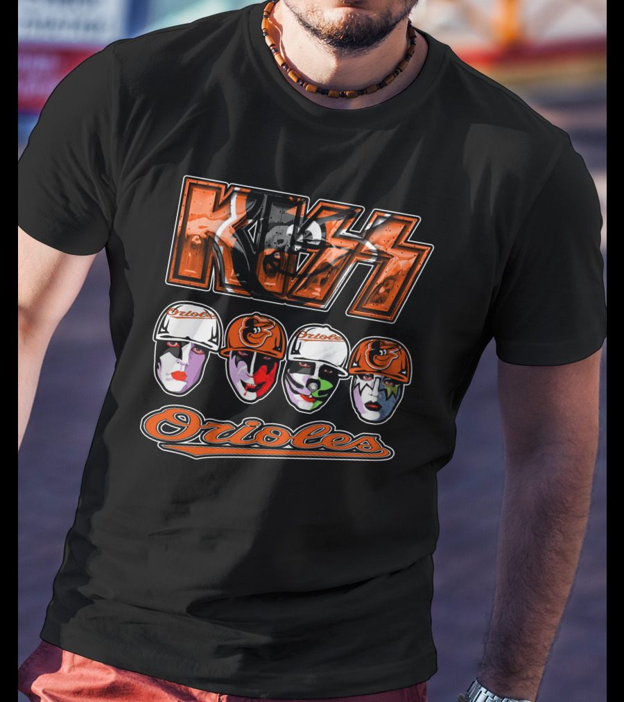 Kiss Orioles Baltimore Face Paint Baseball Crossover T-Shirt