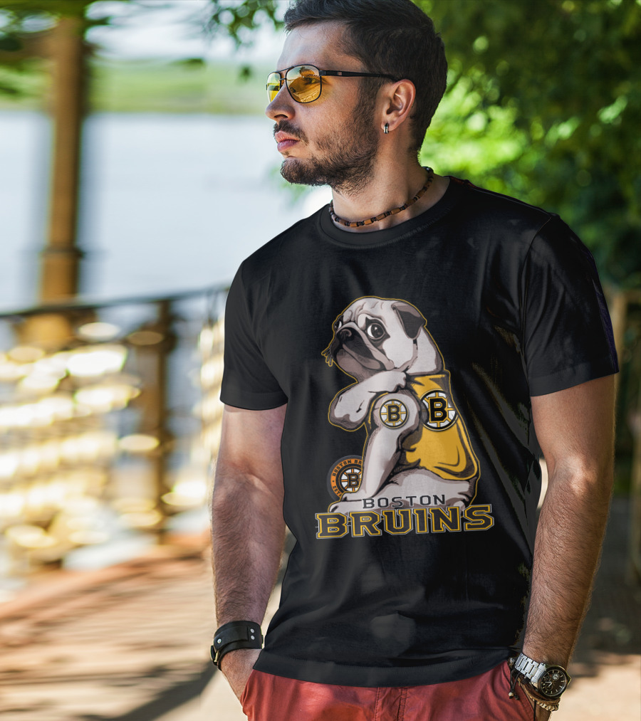Pug Wearing Boston Bruins Jersey T-Shirt