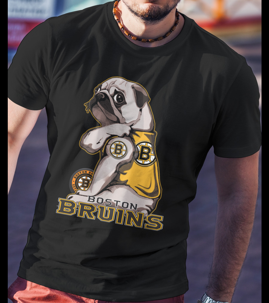 Pug Wearing Boston Bruins Jersey T-Shirt