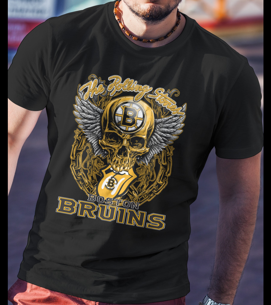 The Rolling Stones Boston Bruins Skull And Wings Iconic Collaboration T-Shirt