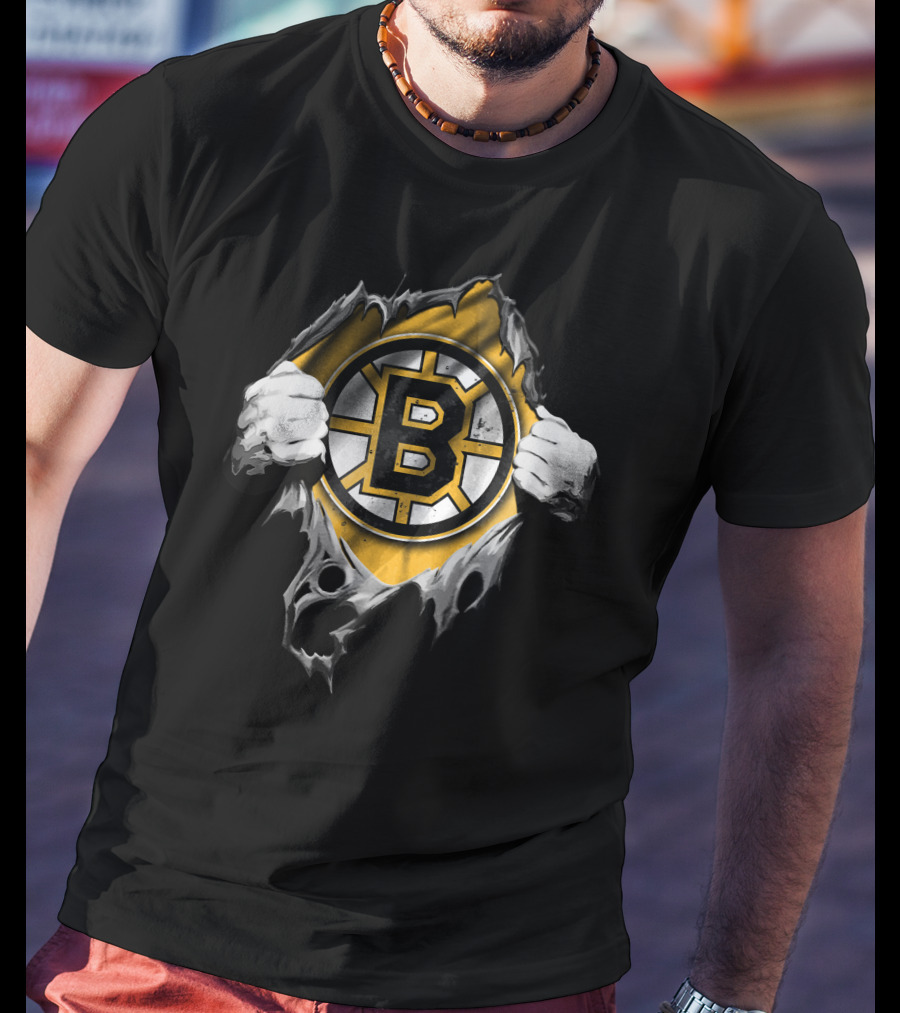 Boston Bruins Torn Ripped T-Shirt