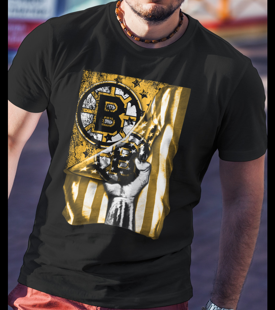 Boston Bruins American Flag Emblem T-Shirt