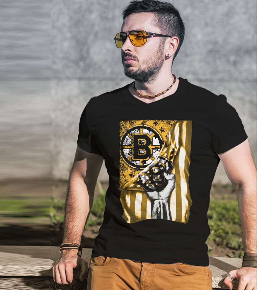 Boston Bruins American Flag Emblem T-Shirt