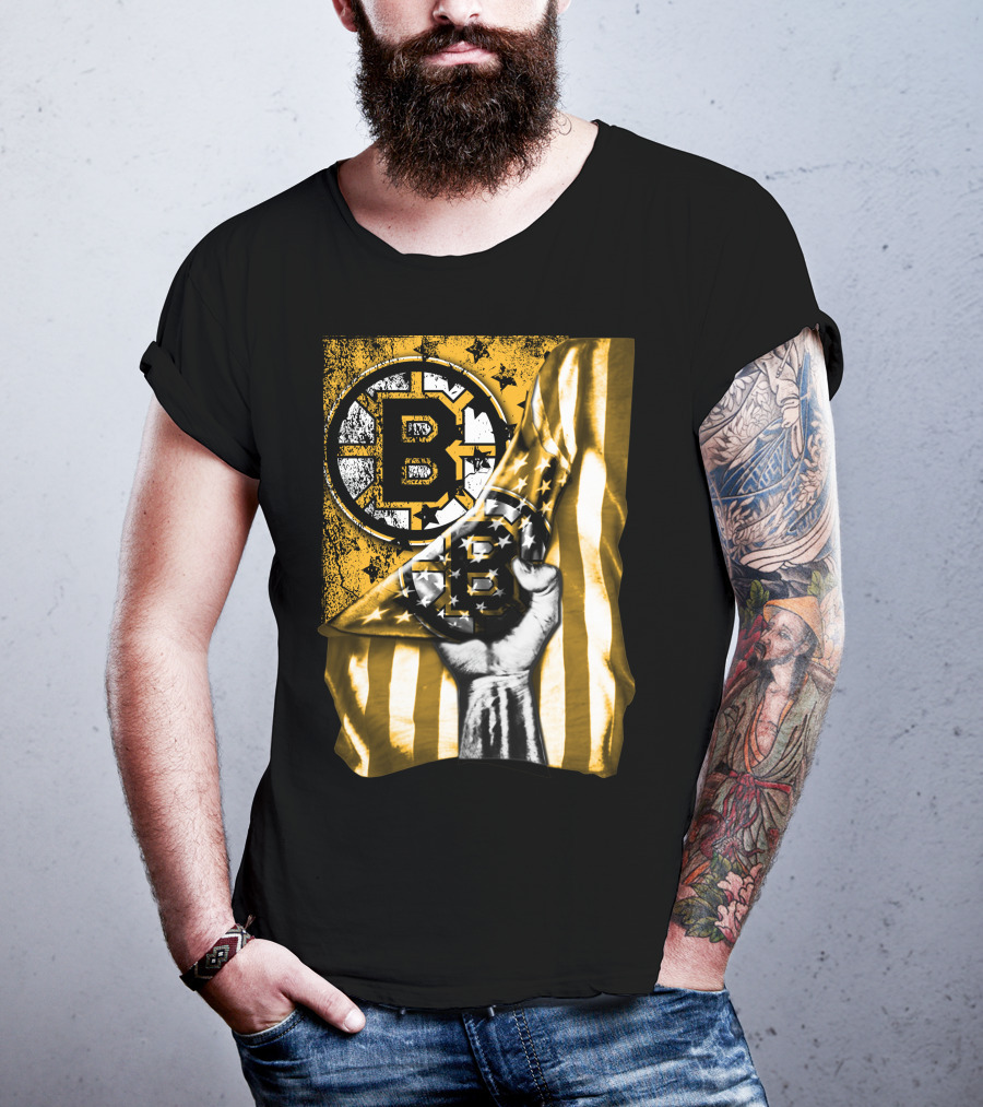 Boston Bruins American Flag Emblem T-Shirt