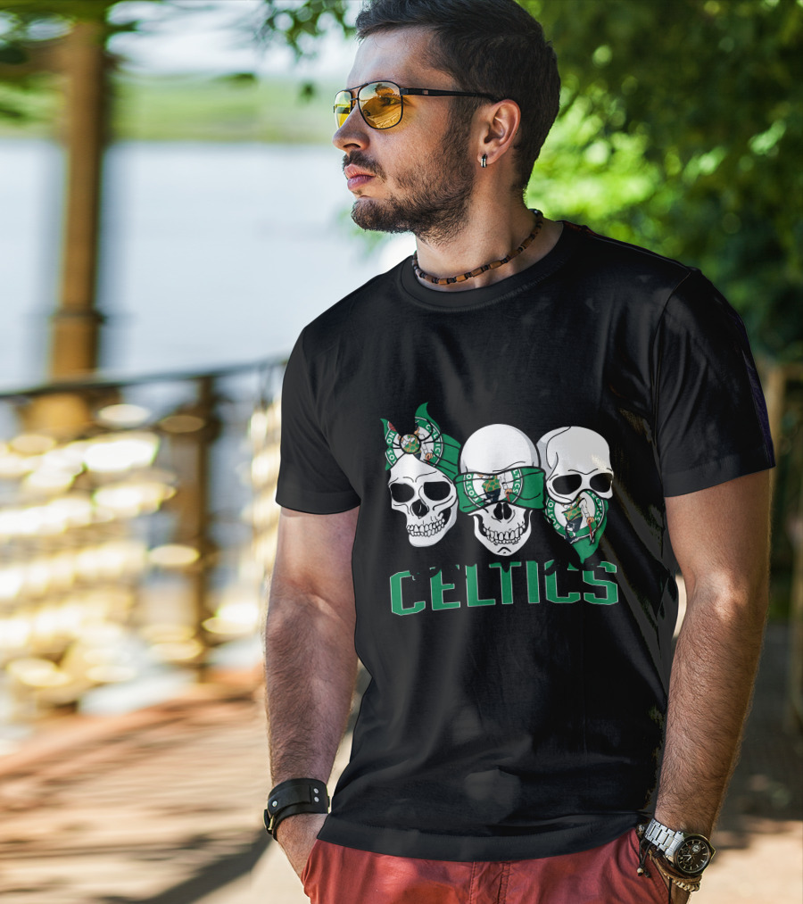 3 Skull Celtics Boston Bandana T-Shirt