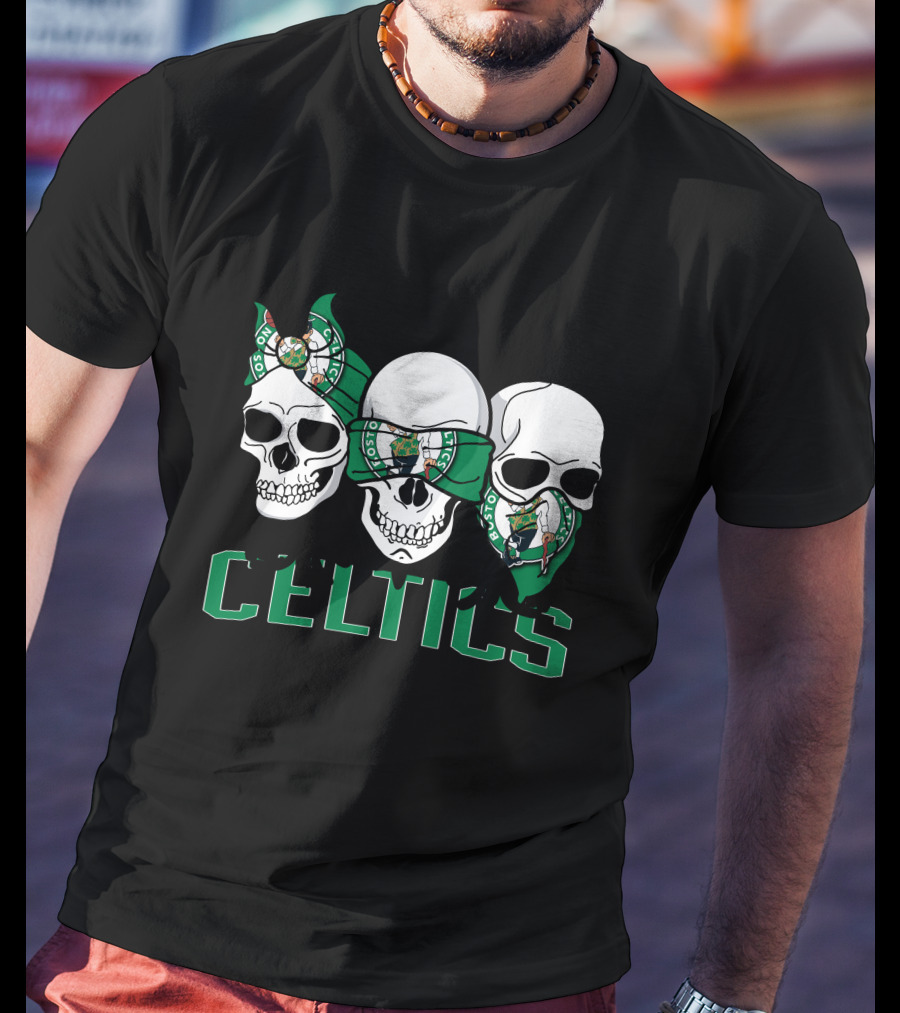 3 Skull Celtics Boston Bandana T-Shirt