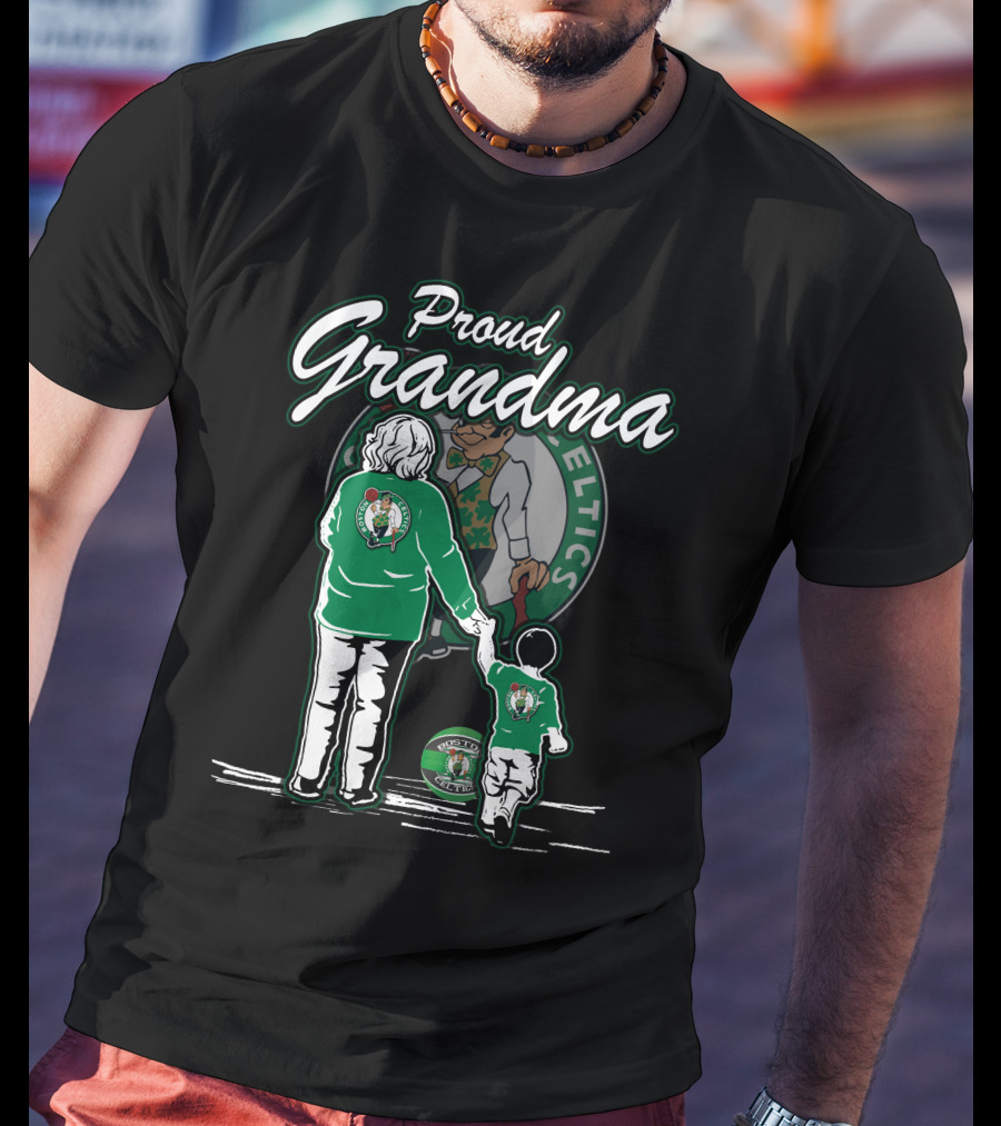 Proud Grandma Boston Celtics Celtics Logo Family Fan T-Shirt