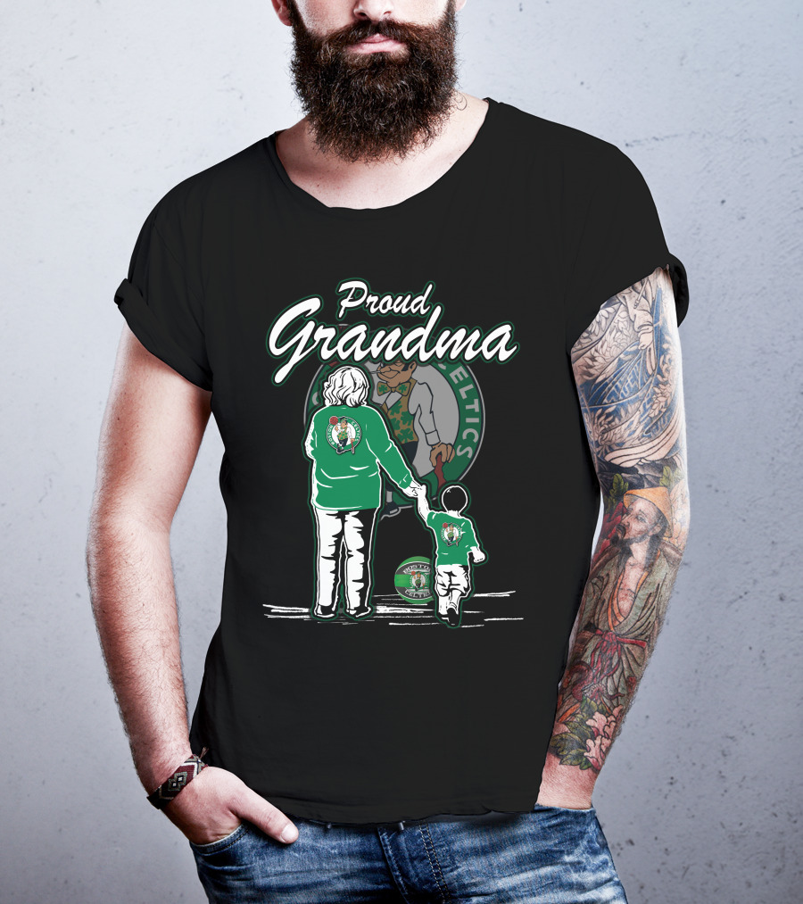 Proud Grandma Boston Celtics Celtics Logo Family Fan T-Shirt