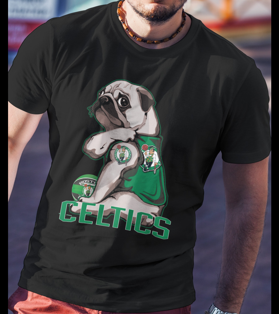 Pug Celtics Boston Basketball Fan Iconic Team T-Shirt