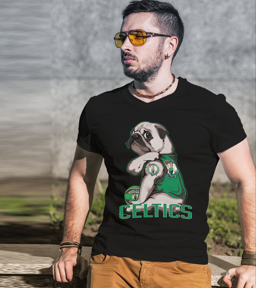 Pug Celtics Boston Basketball Fan Iconic Team T-Shirt