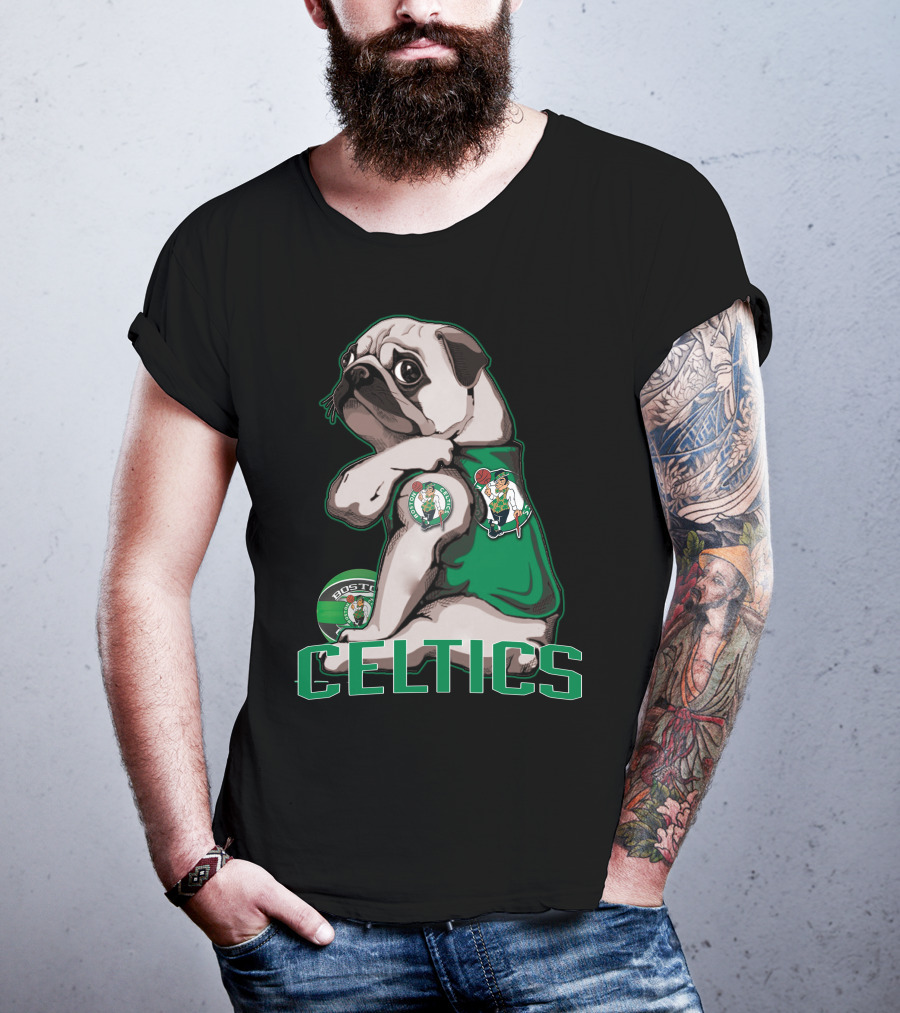 Pug Celtics Boston Basketball Fan Iconic Team T-Shirt
