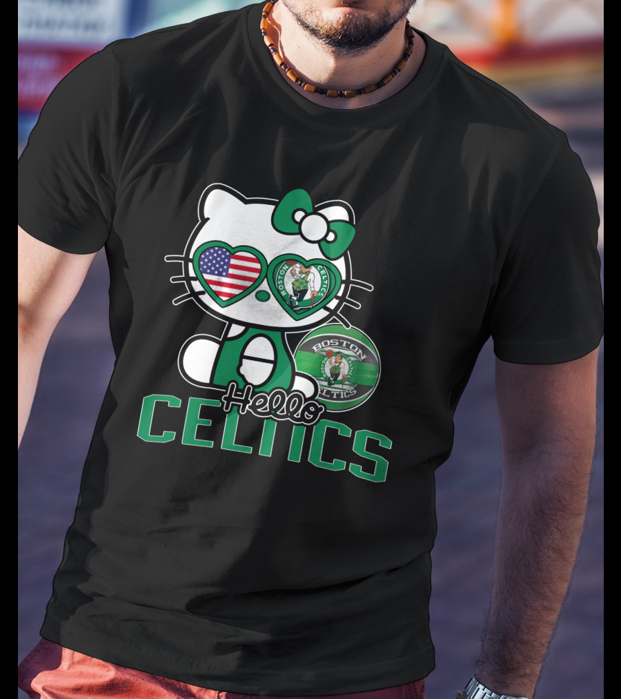 Hello Kitty Boston Celtics USA Heart Patch T-Shirt