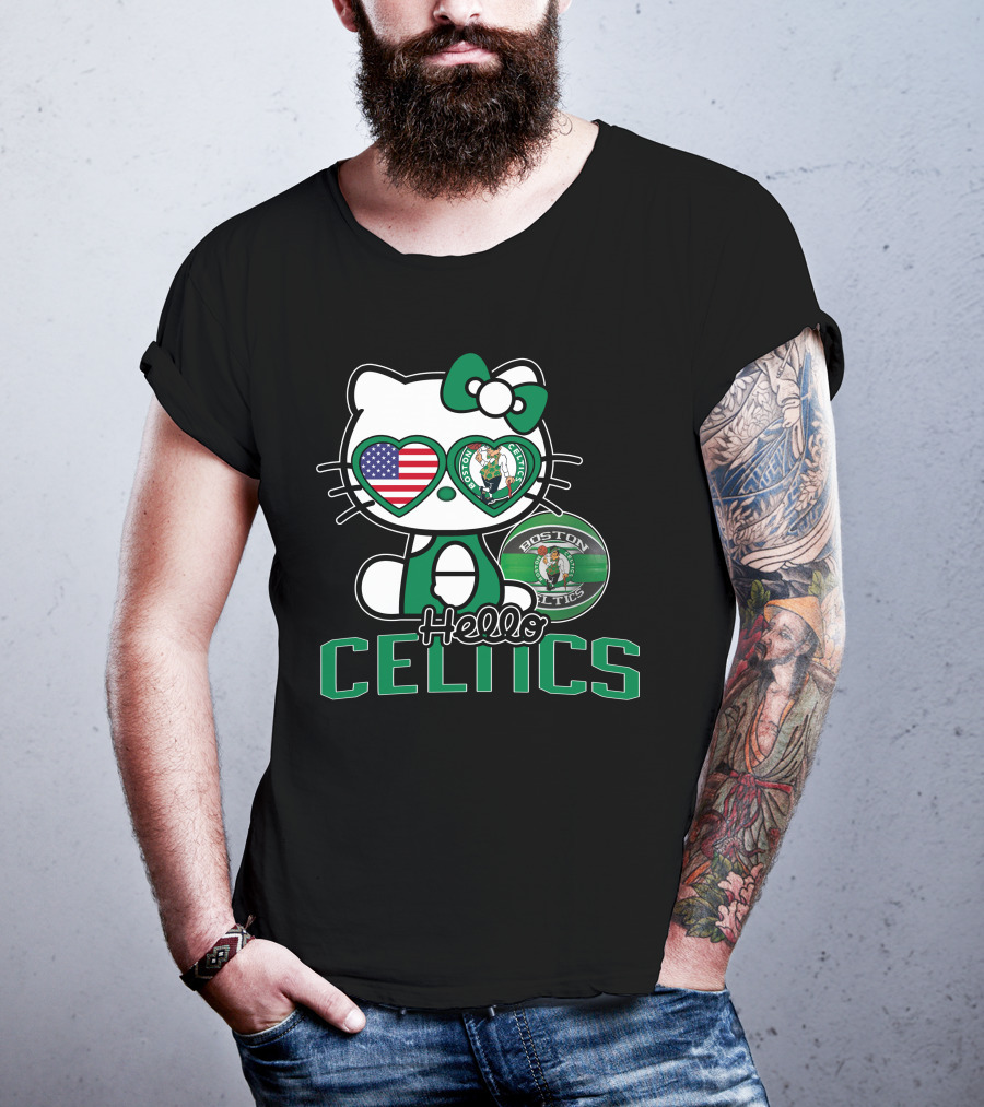 Hello Kitty Boston Celtics USA Heart Patch T-Shirt