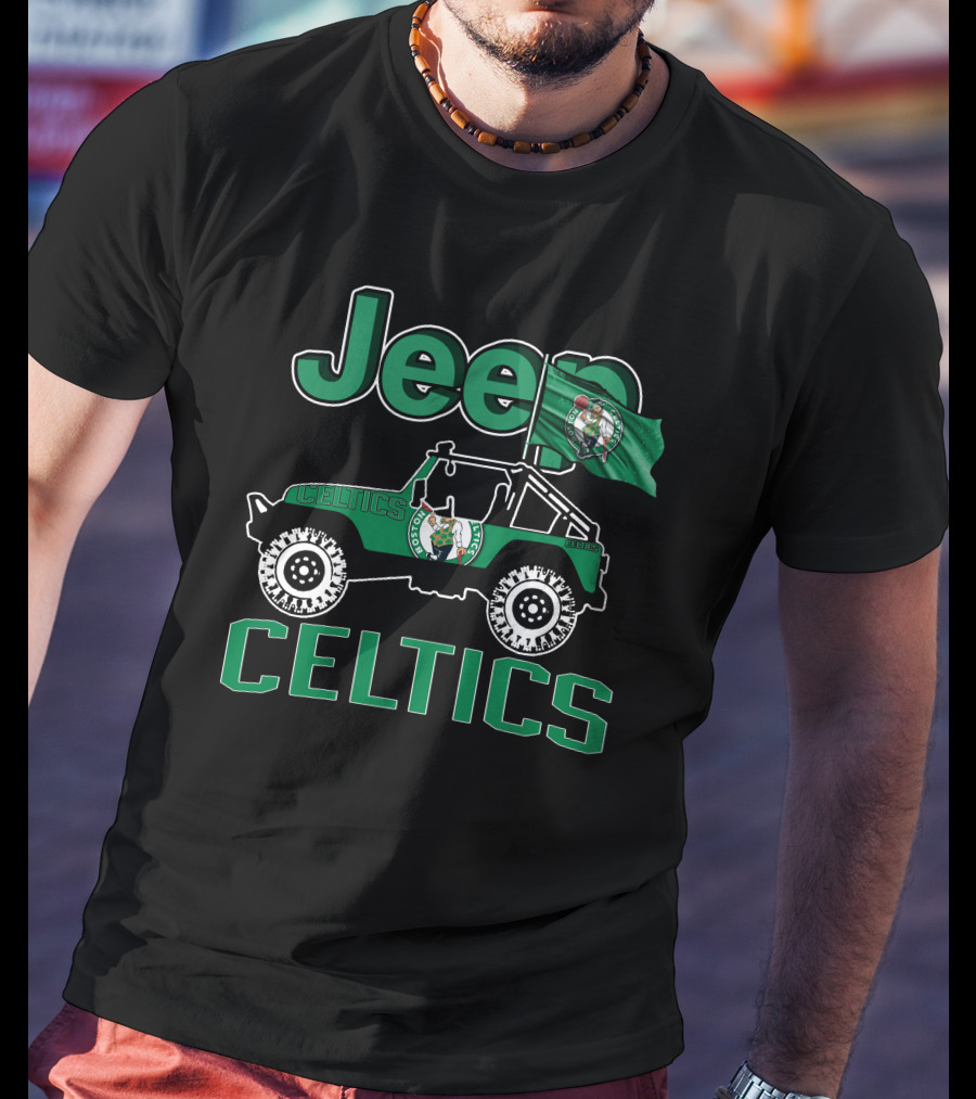 Jeep Celtics Boston Basketball Flag T-Shirt