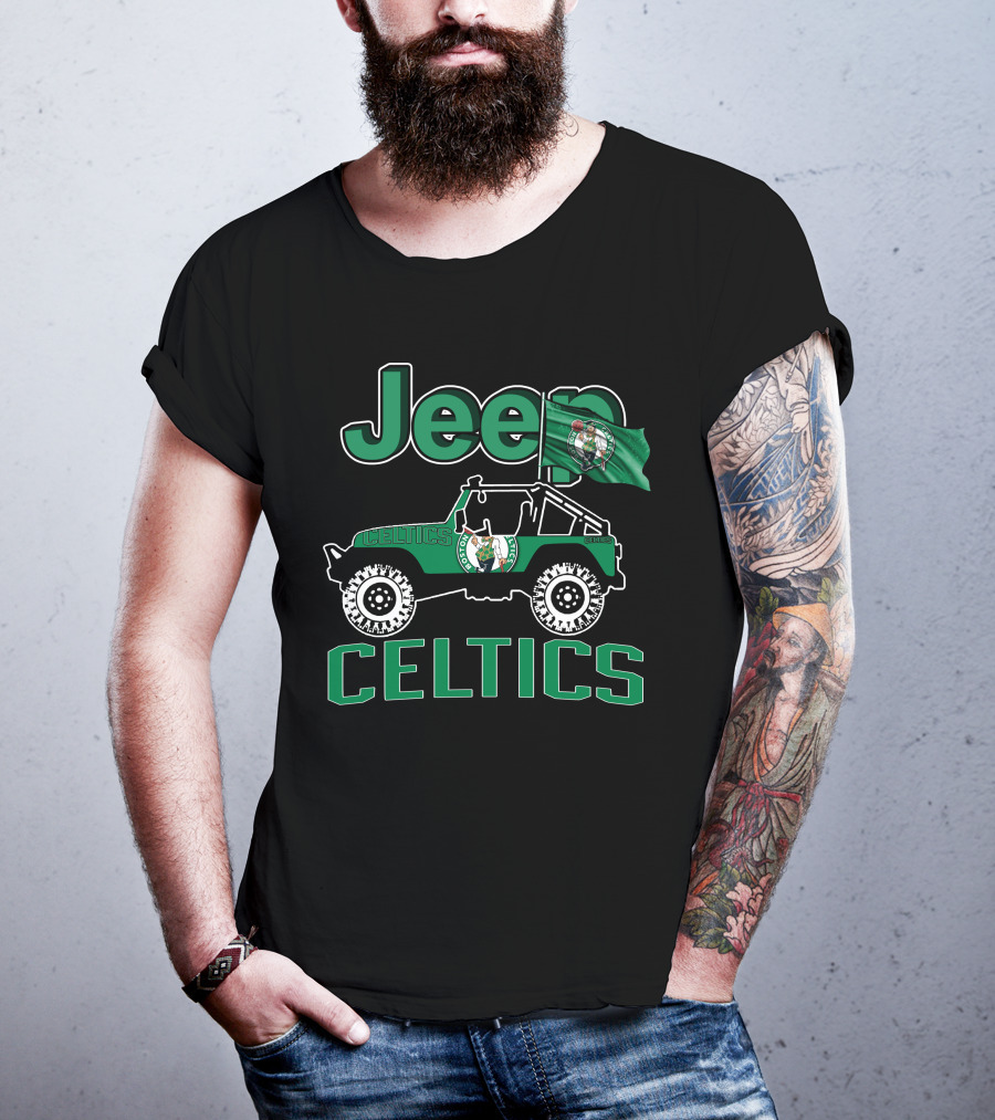 Jeep Celtics Boston Basketball Flag T-Shirt