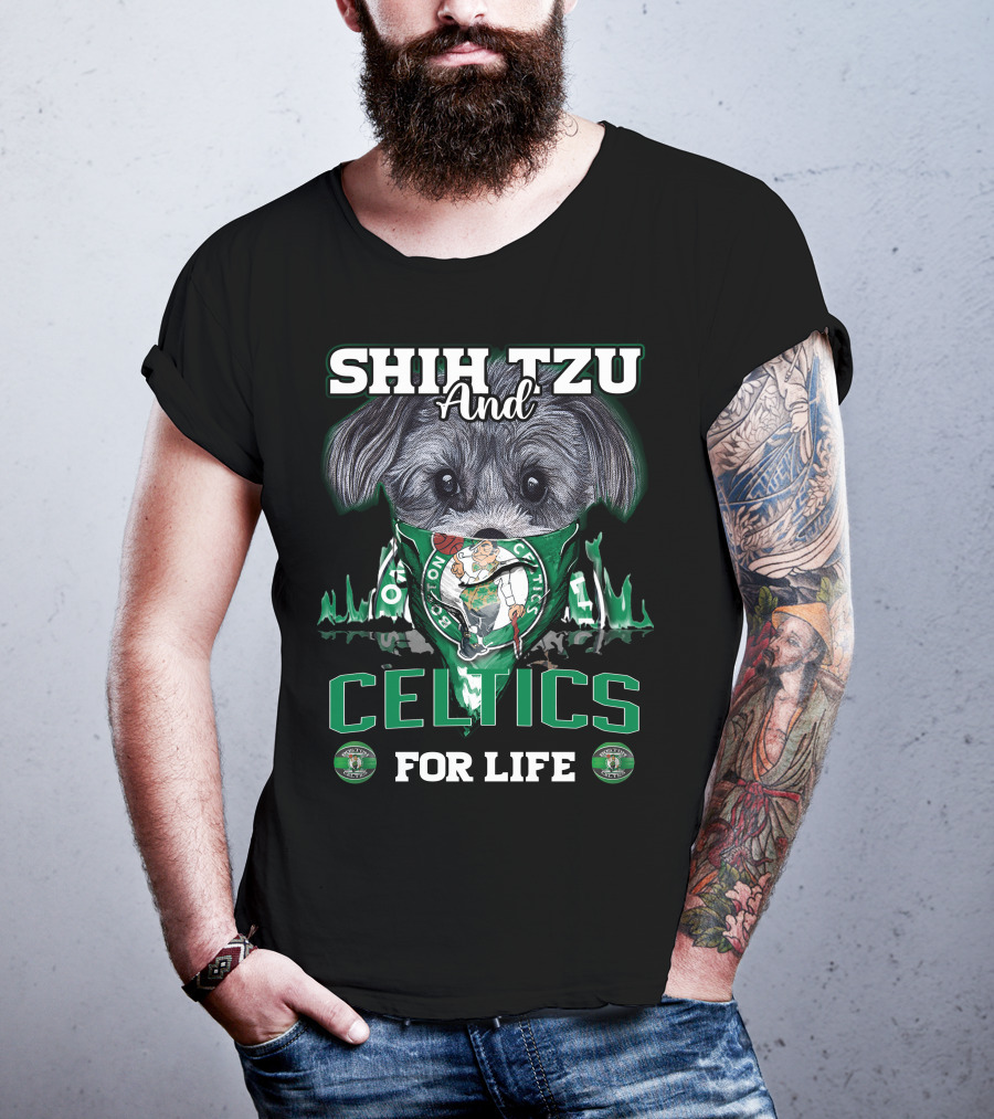 Shih Tzu And Boston Celtics For Life T-Shirt