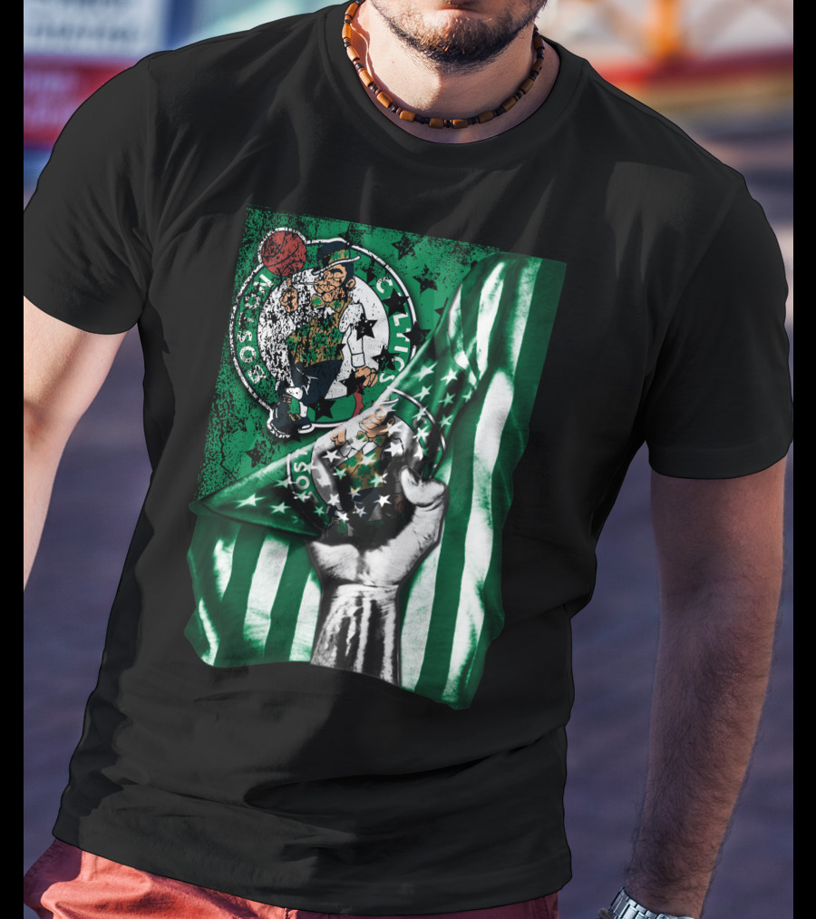 Flag Boston Celtics Hand Holding Logo T-Shirt