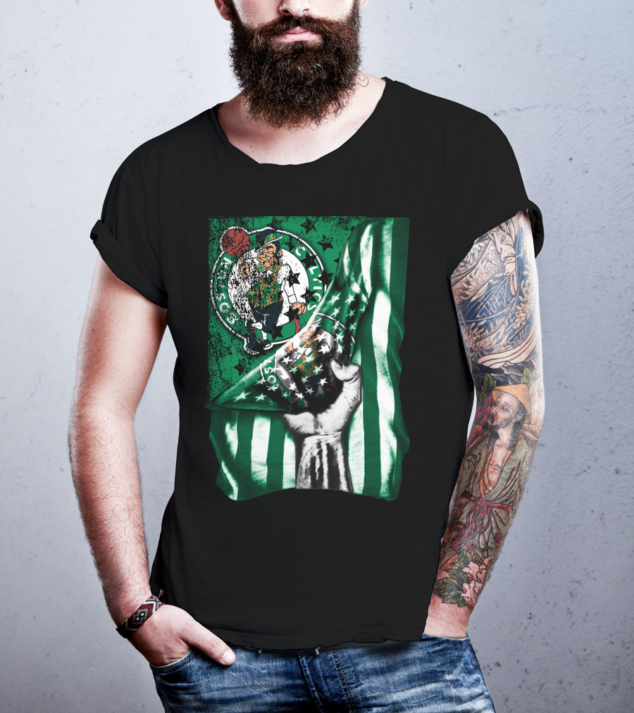 Flag Boston Celtics Hand Holding Logo T-Shirt