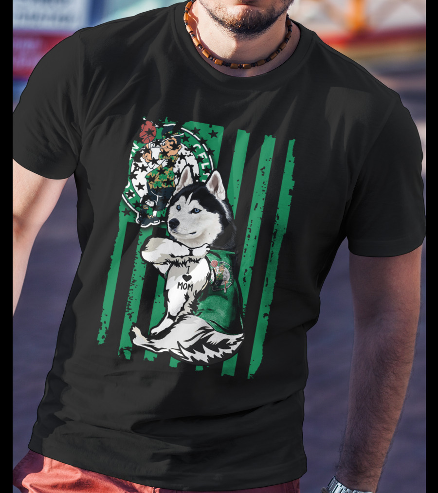 Boston Celtics Siberian Husky Mom Fan T-Shirt