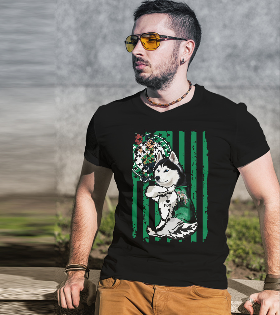Boston Celtics Siberian Husky Mom Fan T-Shirt
