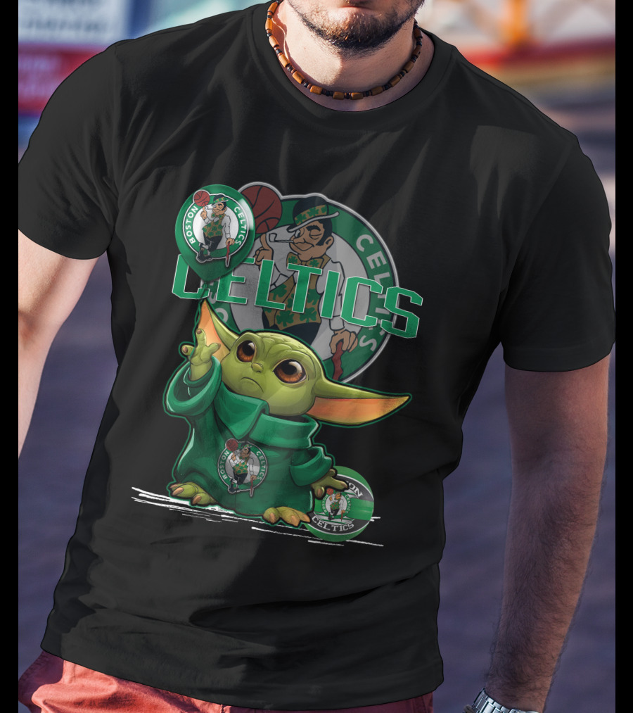Yoda Celtics Boston Team Basketball Mashup T-Shirt