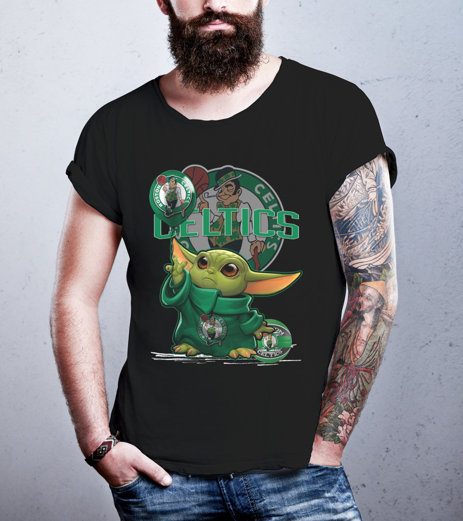 Yoda Celtics Boston Team Basketball Mashup T-Shirt