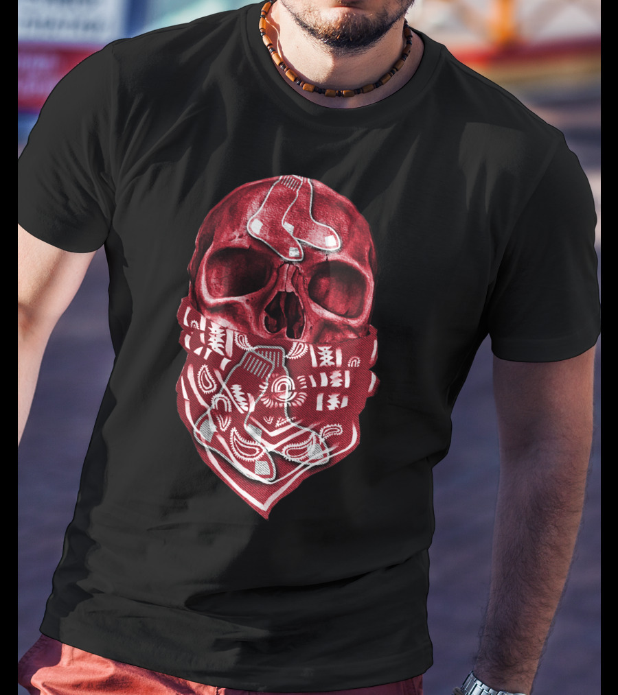 Skull With Bandana Boston Red Sox T-Shirt