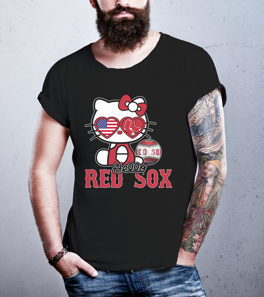 Hello Kitty Red Sox American Heart Baseball Fan T-Shirt