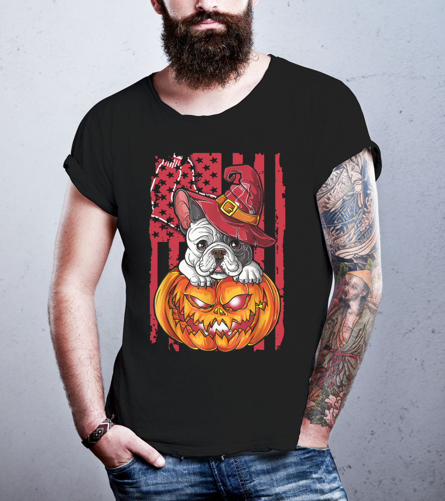 Hlw Bulldog Boston Red Sox Halloween Jack-O'-Lantern T-Shirt