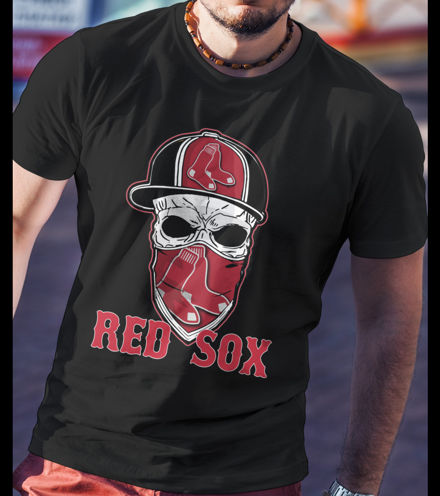 Boston Red Sox Skull Hat Design With Sox T-Shirt