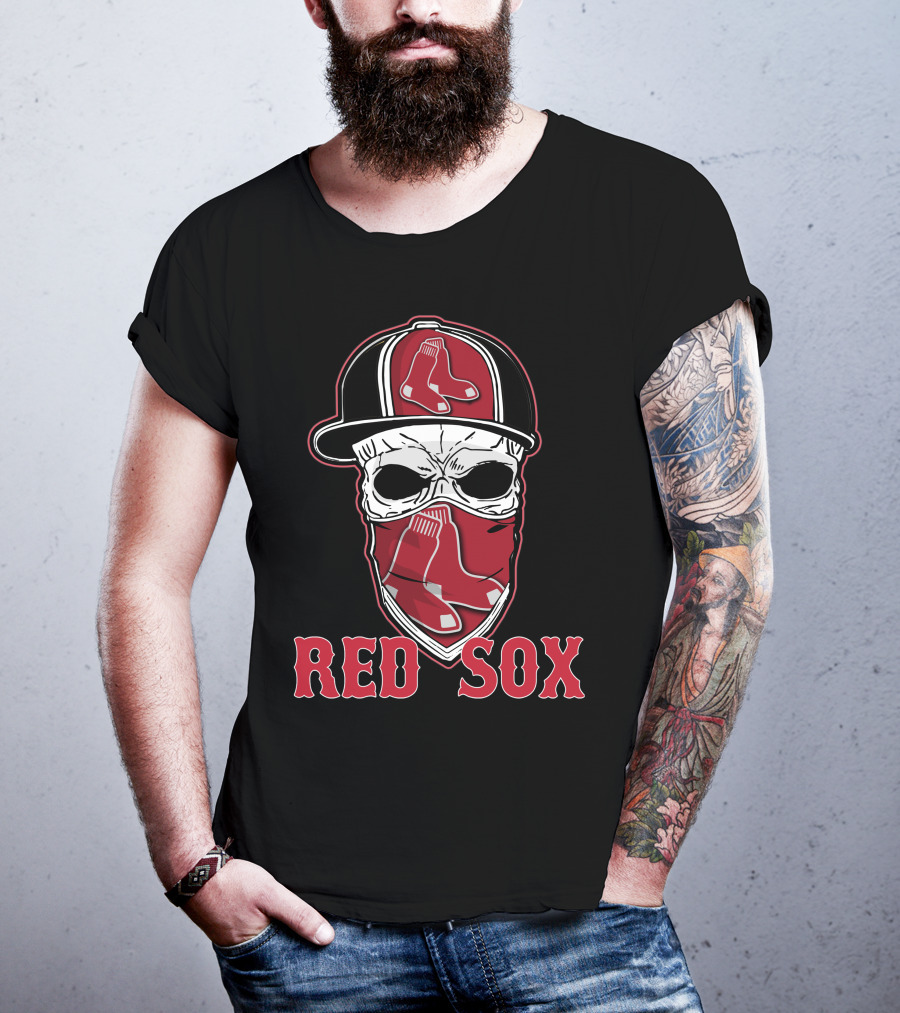 Boston Red Sox Skull Hat Design With Sox T-Shirt