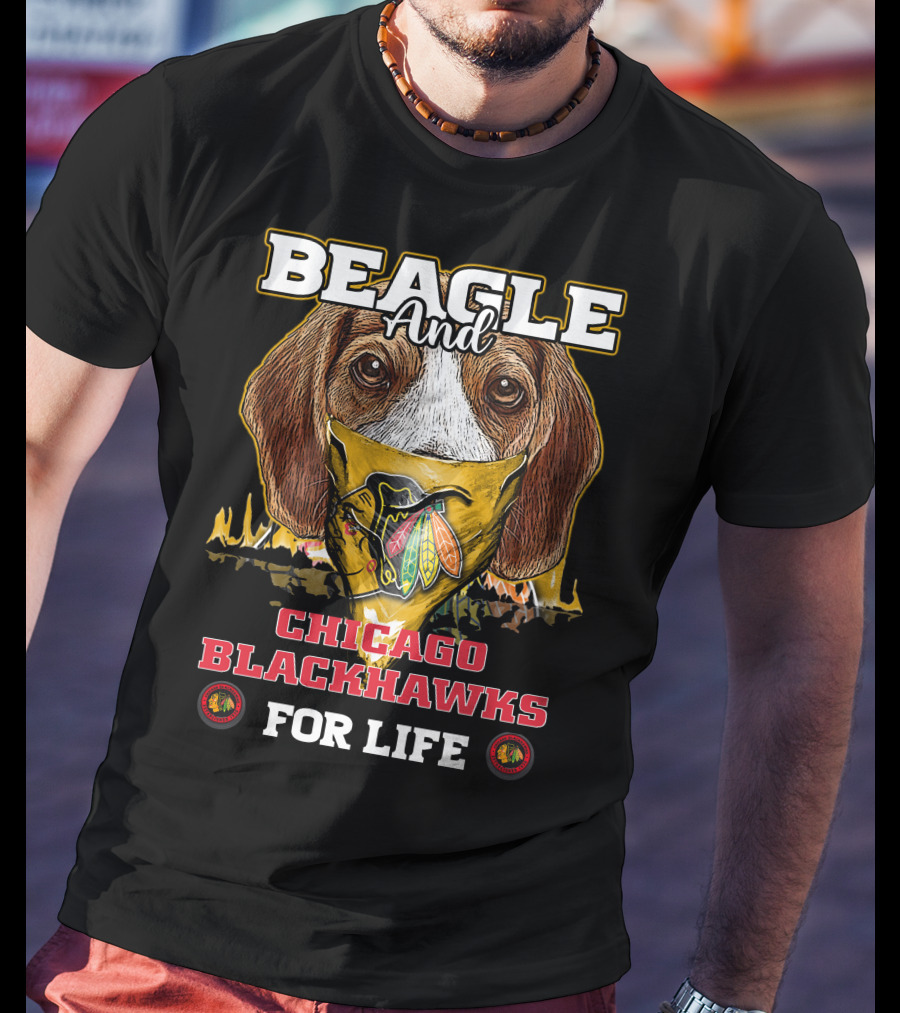 Beagle And Chicago Blackhawks For Life With Iconic T-Shirt