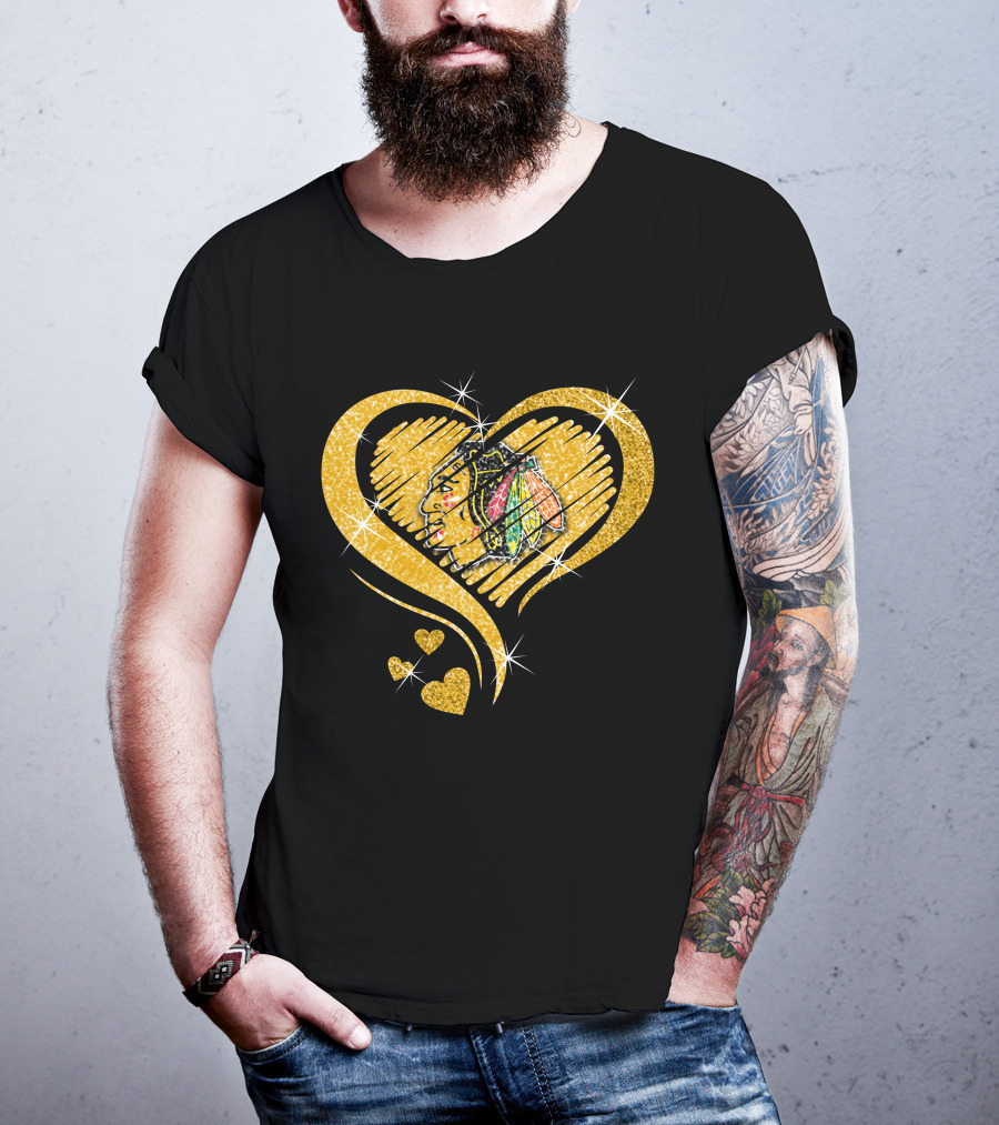 Heart Glitter Chicago Blackhawks T-Shirt