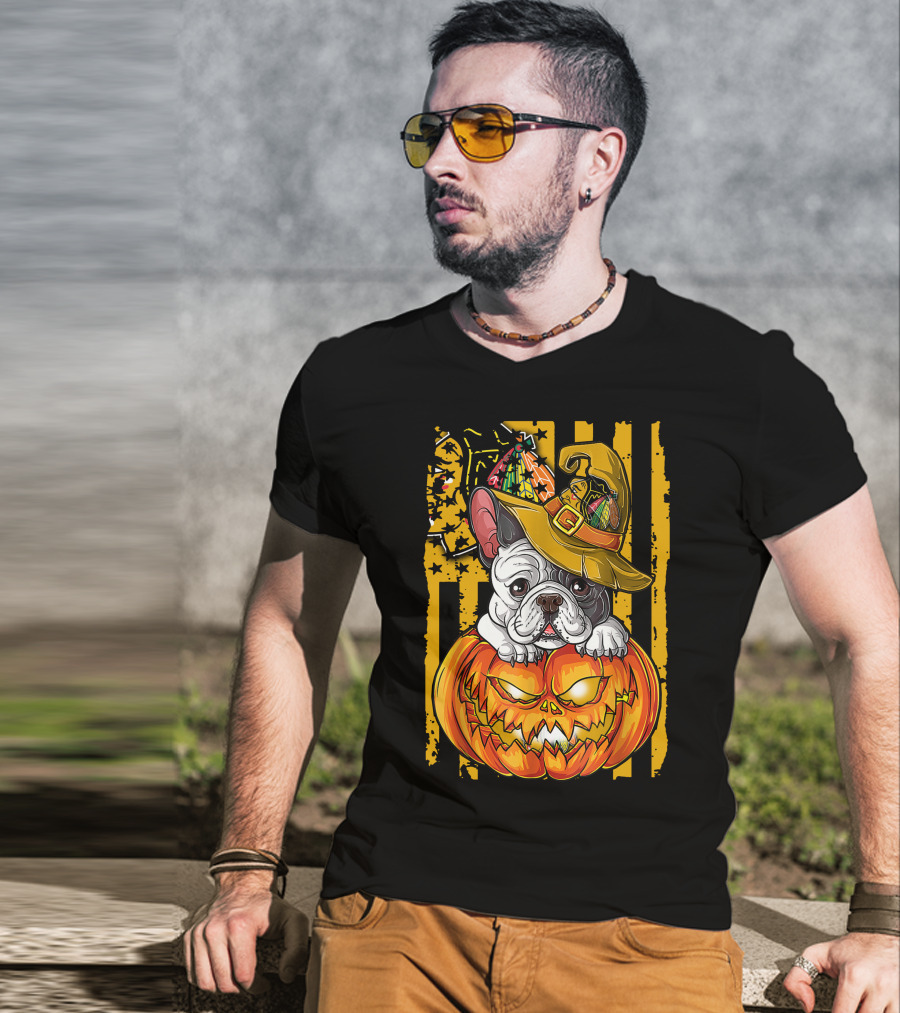 Hlw Bulldog Halloween Pumpkin Chicago Blackhawks T-Shirt