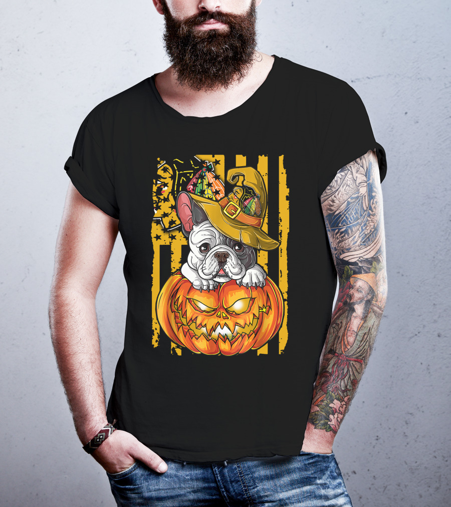 Hlw Bulldog Halloween Pumpkin Chicago Blackhawks T-Shirt