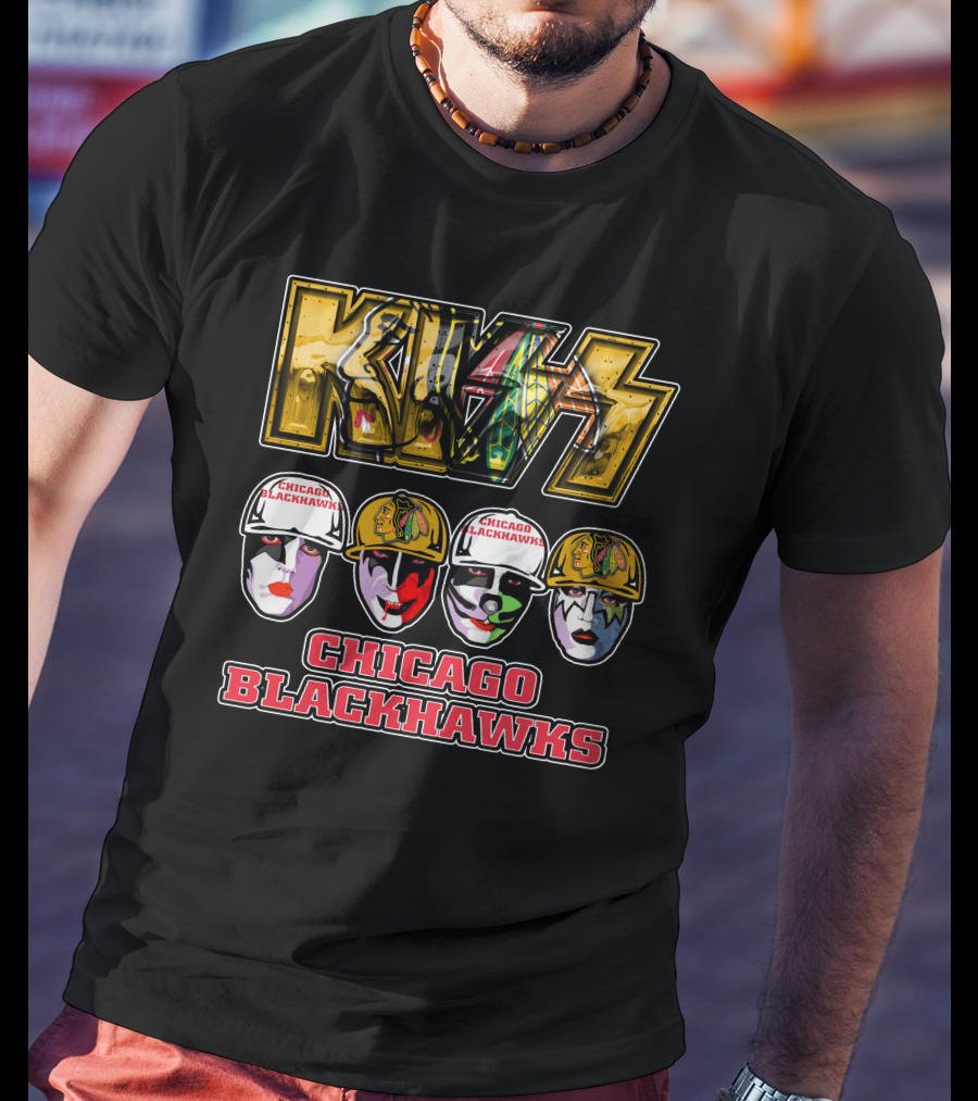 Kiss Chicago Blackhawks Face Paint T-Shirt