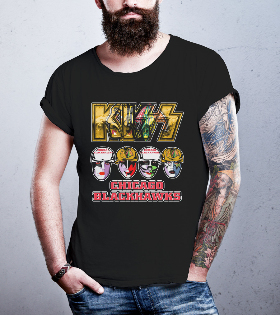 Kiss Chicago Blackhawks Face Paint T-Shirt