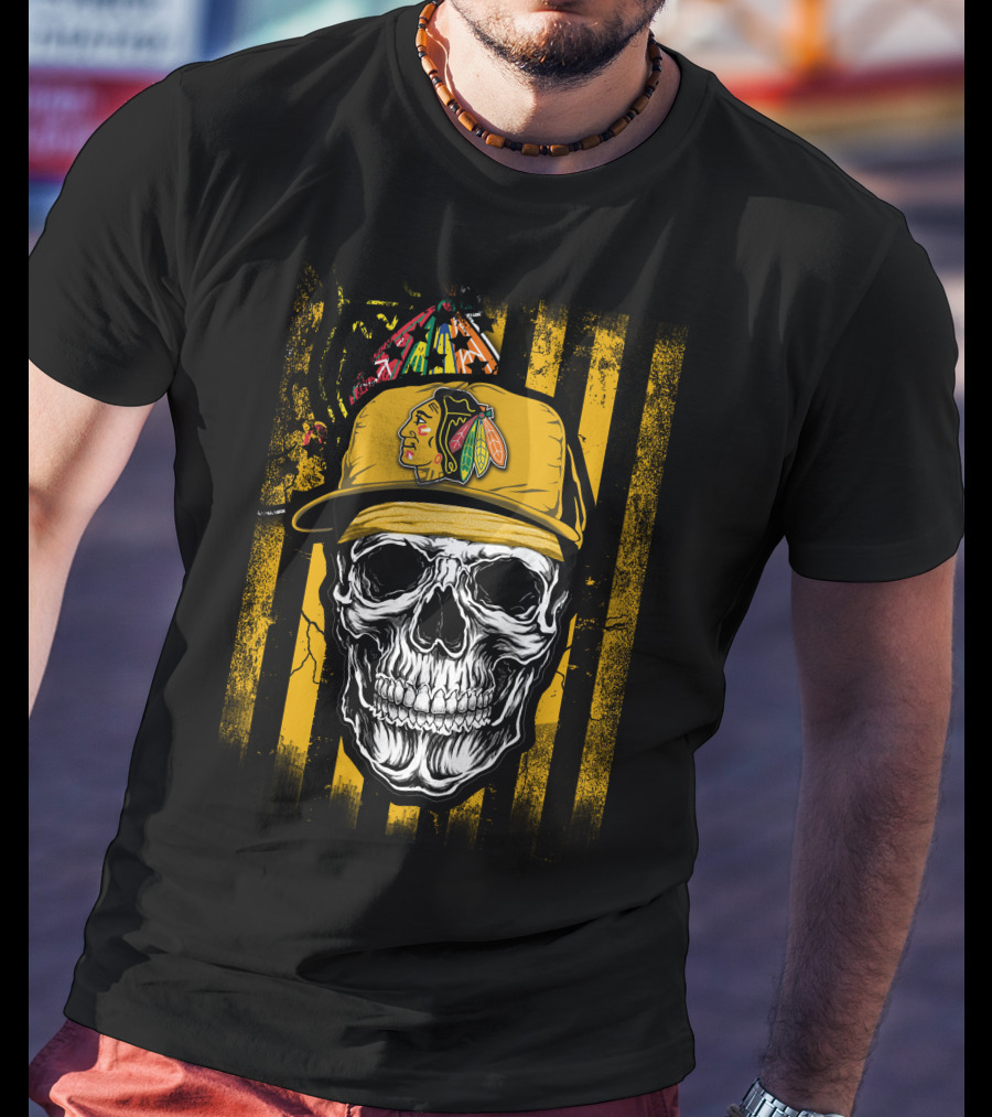 Chicago Blackhawks Skull With Iconic Cap T-Shirt