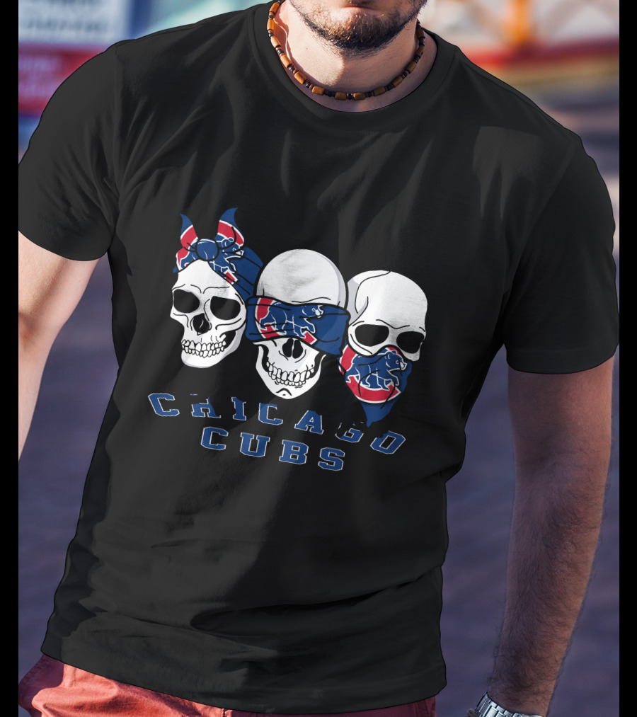 Chicago Cubs Bandana Skull Trio T-Shirt