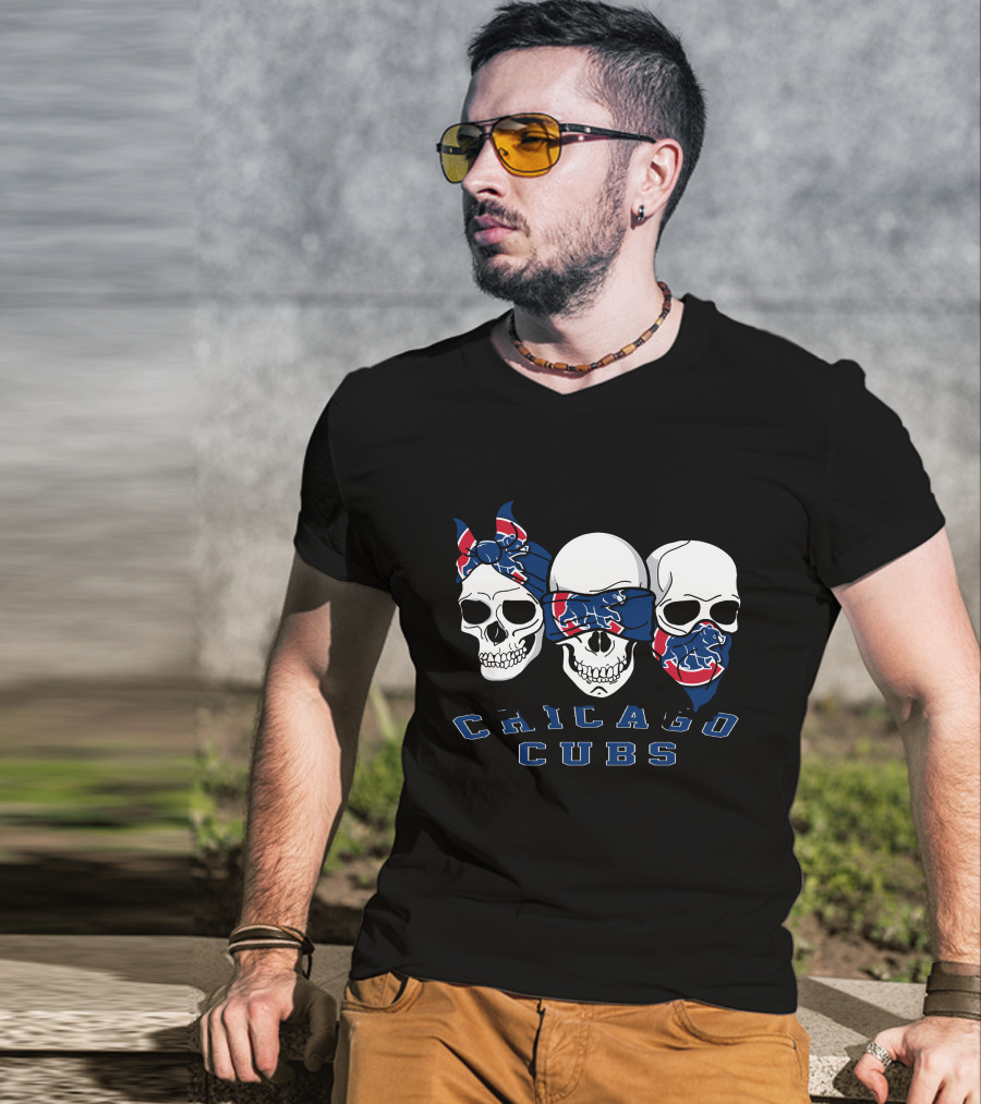 Chicago Cubs Bandana Skull Trio T-Shirt