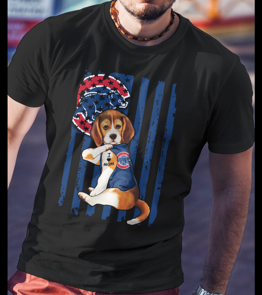 Beagle I Love Mom Chicago Cubs Fan T-Shirt