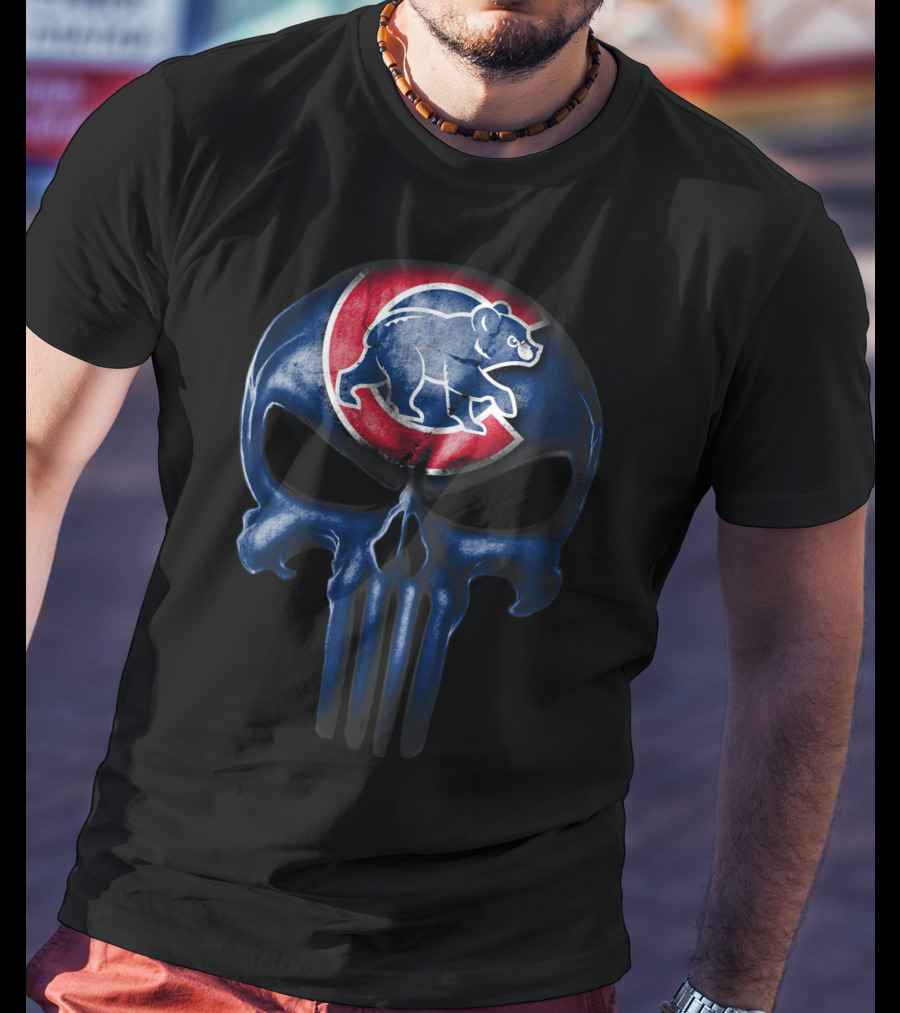 Chicago Cubs Skull Punisher T-Shirt