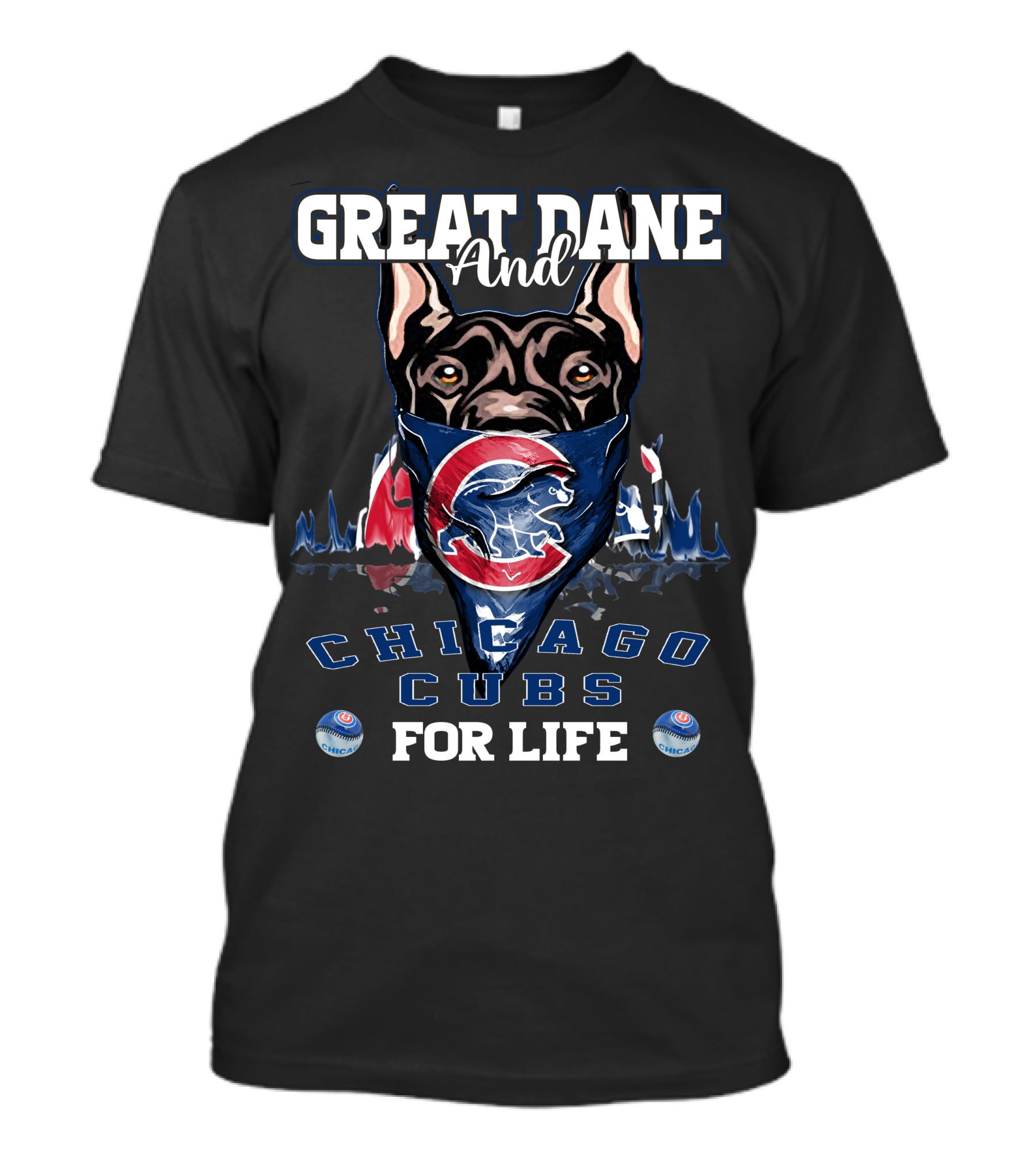Great Dane And Chicago Cubs For Life T-Shirt