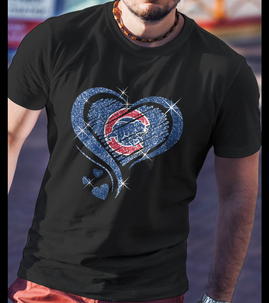 Heart Diamond Chicago Cubs Sparkle T-Shirt
