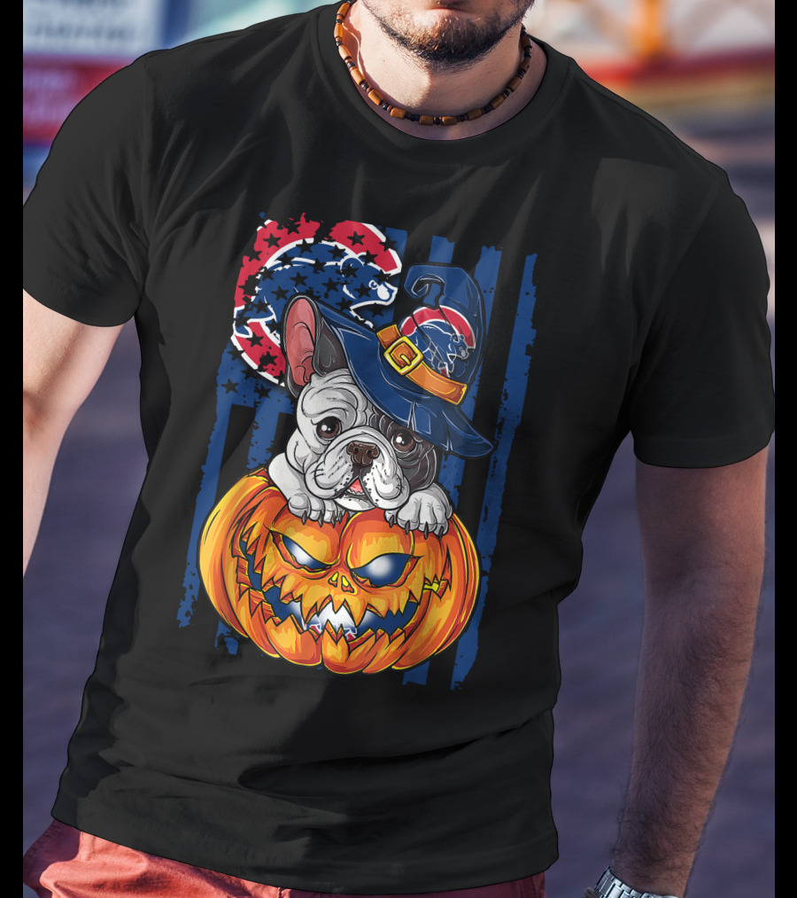 Hlw Bulldog Chicago Cubs Halloween Pumpkin Wizard T-Shirt