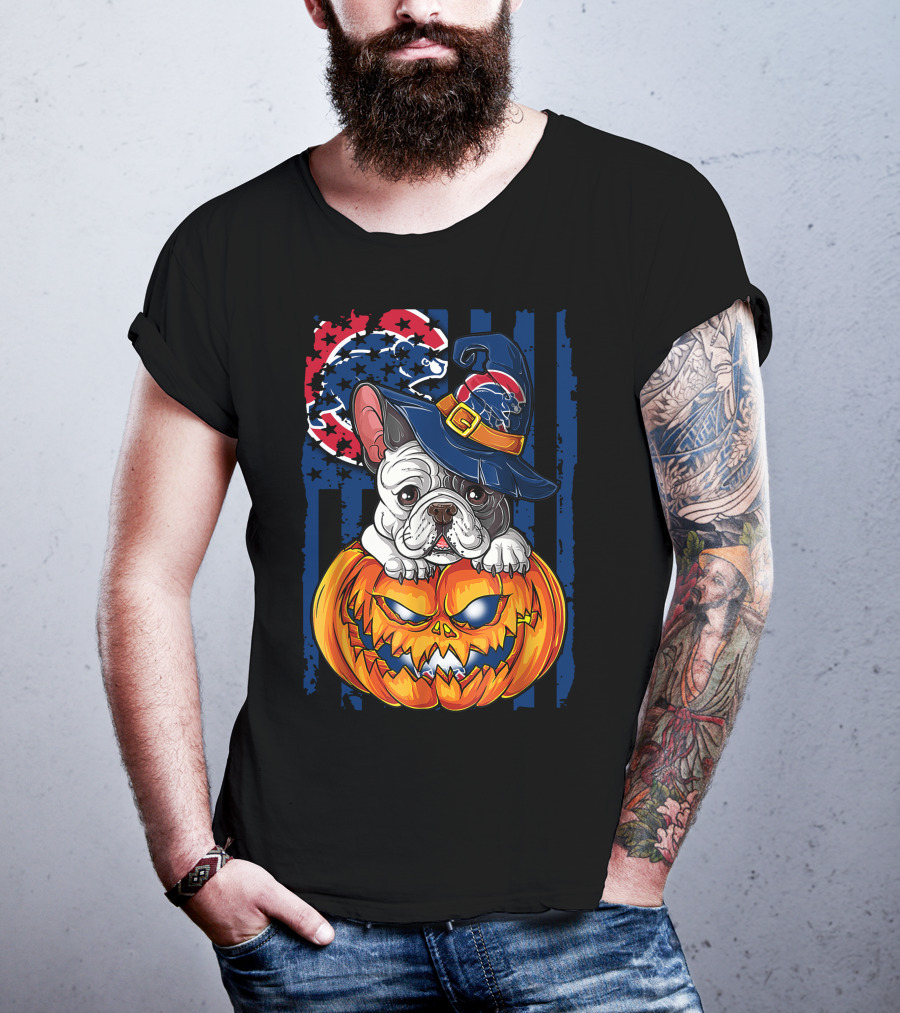 Hlw Bulldog Chicago Cubs Halloween Pumpkin Wizard T-Shirt