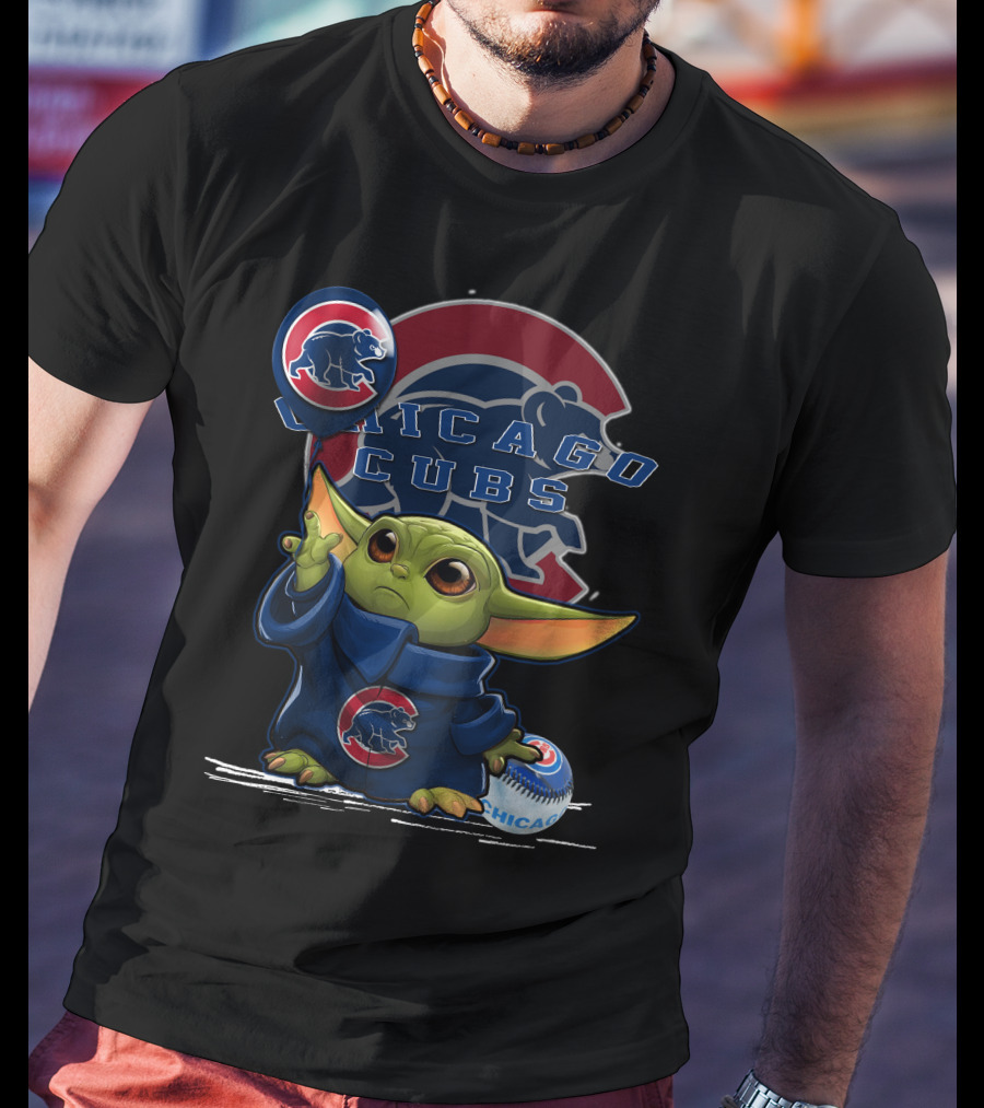 Chicago Cubs Yoda Holding Baseball Balloon T-Shirt