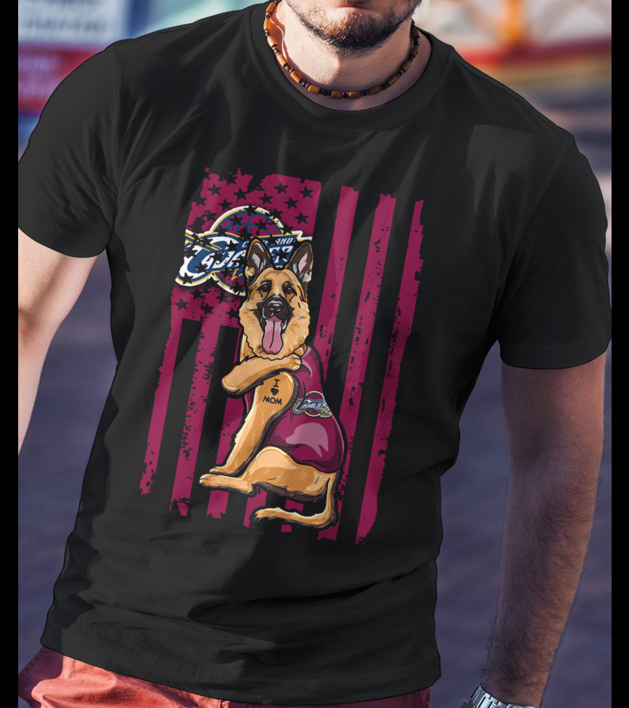 German Shepherd Cleveland Cavaliers Logo Tattoo I Mom T-Shirt