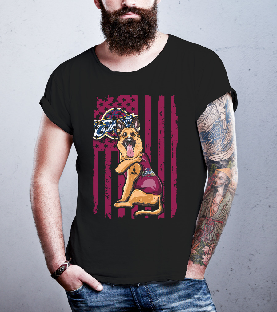German Shepherd Cleveland Cavaliers Logo Tattoo I Mom T-Shirt